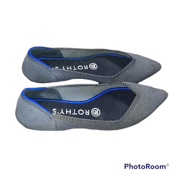 Rothy's Cloud Grey Birdseye pointed The Point flats 6.5 - Picture 2 of 10